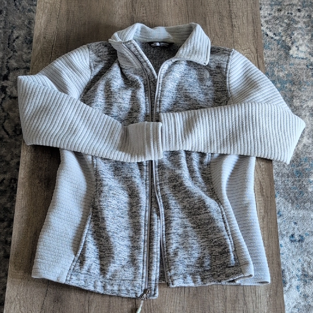 The North Face Gray and White Zip-Up Jacket